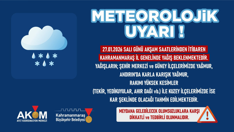 AKOM’dan Yağmur ve Kar Uyarısı